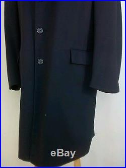 Vintage 1960s CROMBIE cloth Navy Blue Topcoat Men's Size Large 44R Overcoat