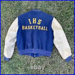 Vintage 1960s Champion Running Man Wool HighSchool Basketball Varsity Jacket Med