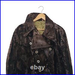Vintage 1960s Crushed Velvet Jacket Brown Mens 44 Peacoat