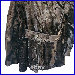 Vintage 1960s Crushed Velvet Jacket Brown Mens 44 Peacoat