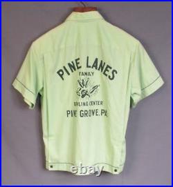 Vintage 1960s Hilton Chartreuse Green Bowling Shirt Pine Lanes Pine Grove, PA