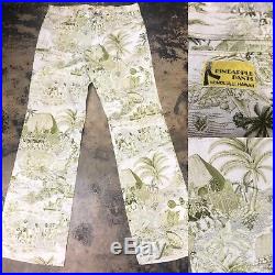 Vintage 1960s Kahala Hawaiian Pop Art Denim Flare Pants Jeans W 34 L 33