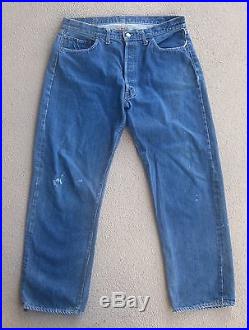Vintage 1960s Levis 501 BIG E Denim 38×32 Button Fly Selvedge Jeans