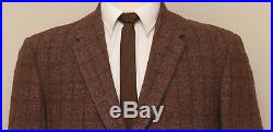Vintage 1960s Mens 44L Andover Clothes Brown and Red Plaid Wool Blazer