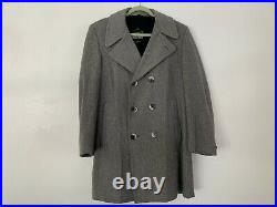 Vintage 1960s Mens Great Western Gleneagles Wool Winter Long Coat Gray Sz 42