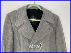 Vintage 1960s Mens Great Western Gleneagles Wool Winter Long Coat Gray Sz 42