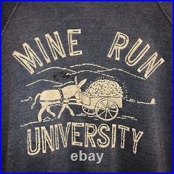 Vintage 1960s Mine Run University Cartoon Mule Flocked Print L/s Sweatshirt