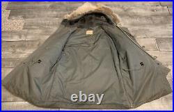 Vintage 1960s N3B Hooded Parka Jacket Snorkel Military Fur Hood USAF Men's Large