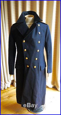 Vintage 1960s Royal Navy Officers Melton Wool Double Breasted Dress Coat