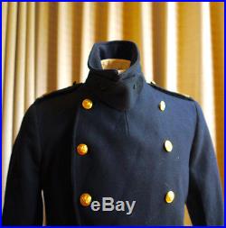 Vintage 1960s Royal Navy Officers Melton Wool Double Breasted Dress Coat