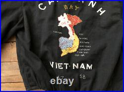 Vintage 1960s Vietnam Souvenir Jacket Bomber Embroidered Small