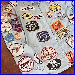 Vintage 1970's Patch Covered Pilot Flight Jacket Airplane Show 80's Gearhead