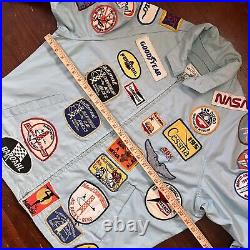 Vintage 1970's Patch Covered Pilot Flight Jacket Airplane Show 80's Gearhead