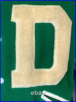 Vintage 1970s BUTWIN Varsity Letter D Letterman Jacket Green Size White Sleeves