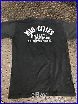 Vintage 1970s Harley Davidson 3D Emblem Tee Shirt Arlington Texas L
