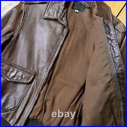 Vintage 1970s Leather Flight Jacket US Army Air Forces A-2 Brown Avirex USA Sz36