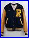 Vintage 1970s Roxbury High School Black Wool Varsity Jacket Leather Sleeves