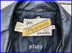 Vintage 1970s Schott Bros Perfecto 613 One Star Leather Motorcycle Jacket sz 46