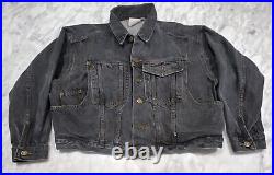 Vintage 1980's Esprit Jean Jacket Men Small Faded Black Denim Buckle Trucker