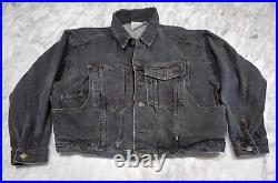 Vintage 1980's Esprit Jean Jacket Men Small Faded Black Denim Buckle Trucker