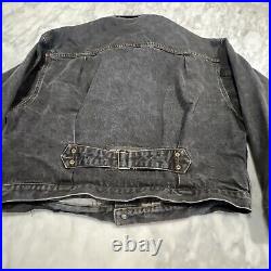 Vintage 1980's Esprit Jean Jacket Men Small Faded Black Denim Buckle Trucker