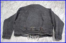 Vintage 1980's Esprit Jean Jacket Men Small Faded Black Denim Buckle Trucker