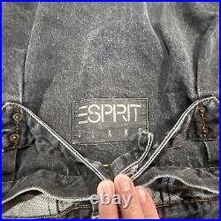 Vintage 1980's Esprit Jean Jacket Men Small Faded Black Denim Buckle Trucker