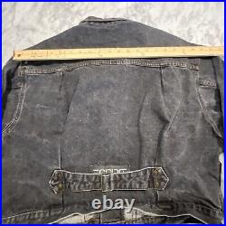 Vintage 1980's Esprit Jean Jacket Men Small Faded Black Denim Buckle Trucker