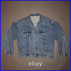 Vintage 1980s CADILLAC DENIM JEAN JACKET 80s Faded Coat 80s Made In USA L / XL