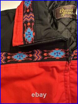 Vintage 1980s David James Aztec Print Bomber Jacket Made in USA Size Large