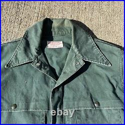 Vintage 1980s Faded Filson Forest Green Cloth Cruiser Jacket Size L Work Wear