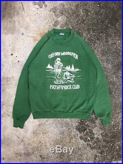 Vintage 1980s Jerzees Green Oxford Woodsmen Pathfinder Club Sweatshirt
