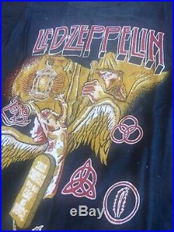 Vintage 1980s Led Zeppelin Single Sleeve Stitched T Shirt Tour Band Double Sided