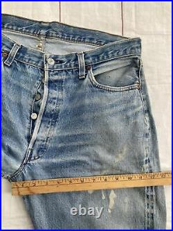 Vintage 1980s Levis 501 Redline Selvedge Blue Denim Jeans Made In USA 38x36
