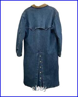 Vintage 1980s Ralph Lauren DUNGAREES Denim Trench Coat Jean Flannel Chore Jacket
