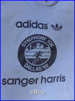 Vintage 1982 Blue Adidas Rainbow Trefoil Dallas Shirt Medium Run 70s Small 80s
