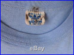 Vintage 1982 Blue Adidas Rainbow Trefoil Dallas Shirt Medium Run 70s Small 80s