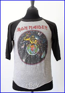 Vintage 1983 IRON MAIDEN soft thin RAGLAN tour T SHIRT medium METAL rock 80s