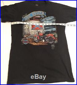 Vintage 1985 Harley Davidson T Shirt 3D Emblem Rare Dixie Rebel South