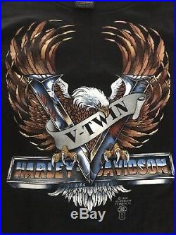 Vintage 1986 Harley Davidson T Shirt 3D Emblem. Amazing Shape. Size L