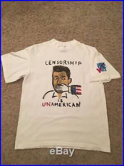 Vintage 1990 Rock The Vote Censorship Is Unamerican T Shirt Rap Tee Sz XL