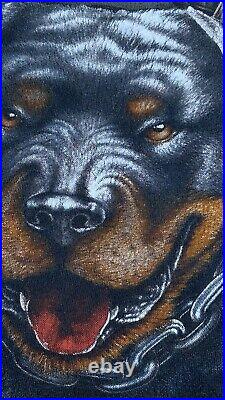 Vintage 1990's 3D Emblem Survival of The Fittest Rottweiler Big Dog Biker Tee XL