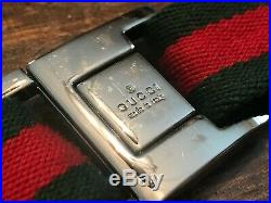 Vintage 1990's Tom Ford Era Mens Gucci Cloth Woven Belt Silver Buckle Adjustable