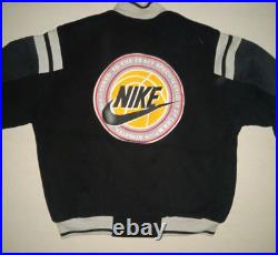 Vintage 1990s Nike Force Wool Blend Bomber MEDIUM Black/Gray