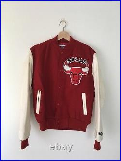 Vintage 1990s Varsity Chicago Bulls Jacket Size Small CHALK LINE Made In USA
