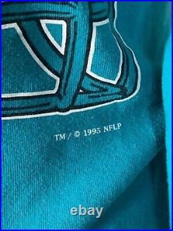 Vintage 1995 Miami Dolphins NFL Sweat Jacket Medium Blue Turquoise Hoodie Zip Up