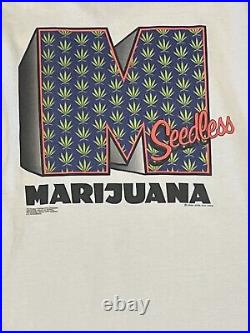 Vintage 1996 Dog Eat Dog Marijuana Seedless Graphic Tee Shirt Sz. XL White