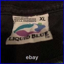 Vintage 1998 Liquid Blue Terminator Skull All Over Print T-Shirt Mens XL