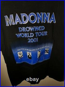 Vintage 2001 Madonna Drowne World Tour T Shirt Rock Band Rap Tee RARE Concert XL