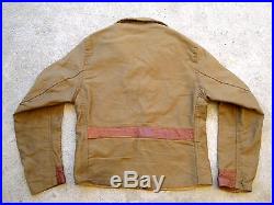 Vintage 30's 40's Leather trim twill Jacket Talon deco zipper norfolk riders